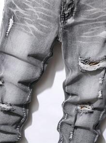Quần Jeans Skinny Jeans Rách Sờn - Màu xám đen - Xem 5