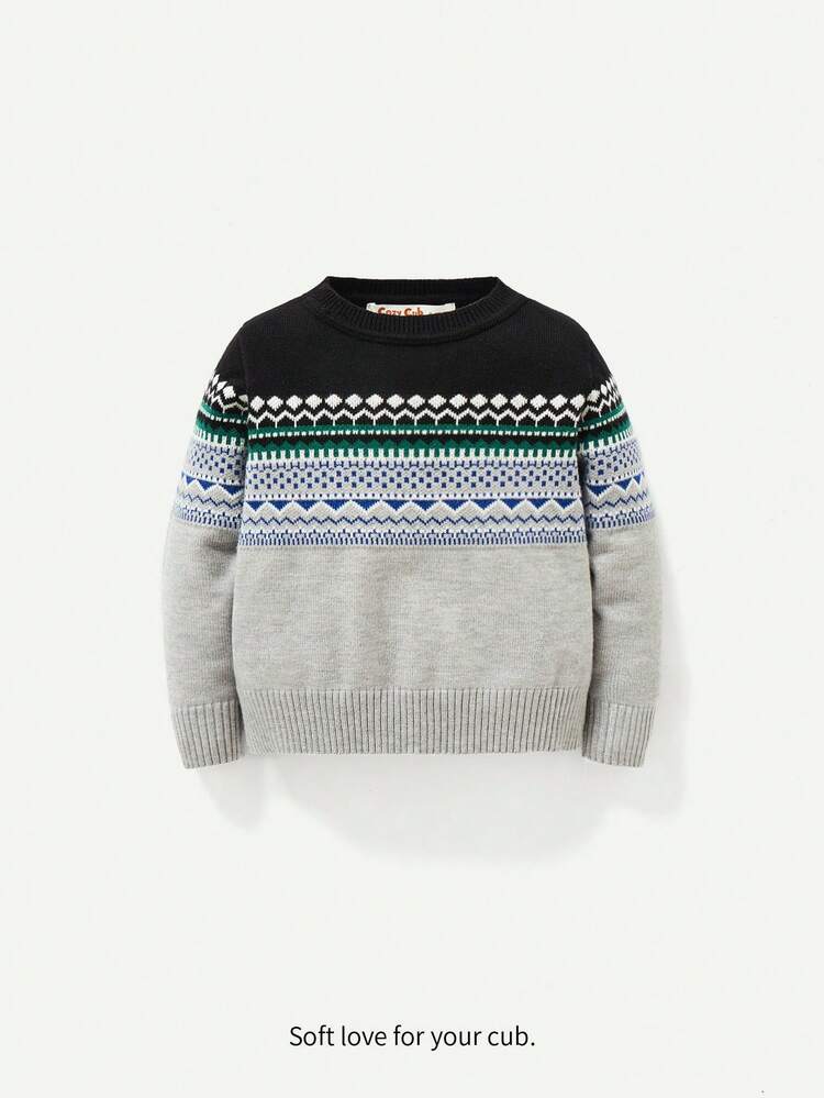 Baby Boy Geo Pattern Sweater