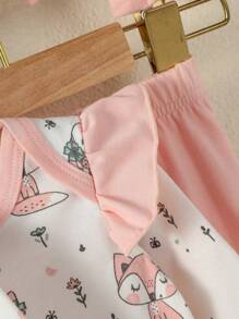 SHEIN Baby Girl Fox Bodysuit & Pants & Jumpsuit & 2pairs Gloves & 2pairs Socks & Bib & Hat & Headband - Multicolor - View 4