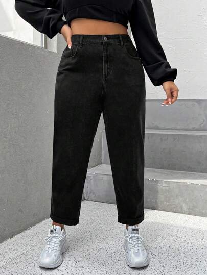 SHEIN ICON Plus High Waist Mom Fit Jeans