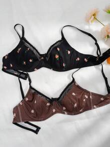 2packs Floral Print Underwire Bra Lingerie - Multicolor - View 1