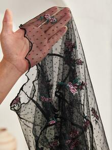 SHEIN Unity Thêu hoa Ren Mộc nhĩ Lưới Áo Không có áo ngực - màu đen - Xem 9