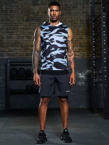 Manfinity Sport Corelite Men Camo Print Hooded Sports Tank Top - Multicolor - View 6