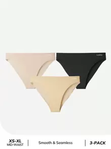 LUVLETTE 3入組套中腰比基尼泳裝內褲 - 彩色 - 查看 1