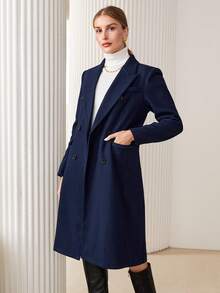 BizChic 西裝領雙排釦花呢外套不附腰帶 - 寶藍色 - 查看 8