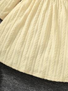 SHEIN 女小童素色折疊翻領洋裝 - 米色 - 查看 8