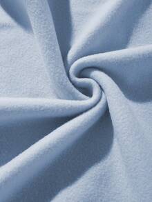 SHEIN EZwear 大碼卡通圖案加絨內裏運動衫 - 藍色 - 查看 4