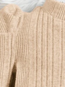 SHEIN 女小童小高領泡泡袖洋裝不附腰帶 - 杏色 - 查看 5