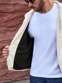 Manfinity Homme Quá lớn Nam Dây kéo Thả vai Áo khoác - Màu be - Xem 4