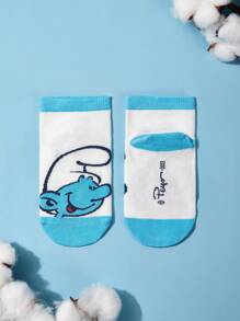 SHEIN X The Smurfs Co-branded Children Soft Breathable Short Socks, 3pairs/set - Multicolor - View 5