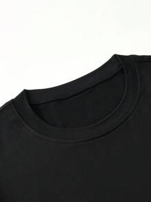 Manfinity Homme 男式字母图案长袖T恤，秋季 - 黑色 - 查看 7