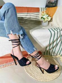 Sandalias de tacón alto - Negro - Ver 4