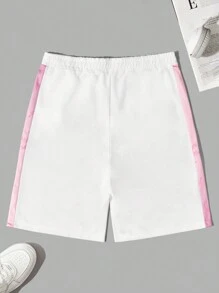 RueChic Men Contrast Side Seam Shorts - White - View 2