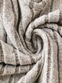 SHEIN LUNE Plus Keyhole Neck Ribbed Knit Dress - Apricot - View 4