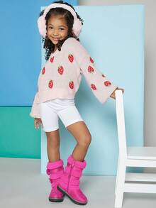 Mini mi Girls Bow Decor Side Zipper Boots - Red Violet - View 6