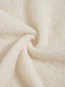 ROMWE Goth Off Shoulder Bell Sleeve Lettuce Trim Sweater - Apricot - View 4