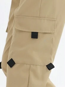 SHEIN Tween Boy 2pcs Expression Print Flap Pocket Side Cargo Pants - Multicolor - View 6