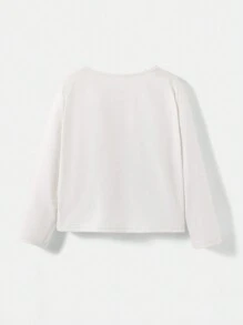 SHEIN 幼童女孩針織貓紋圓領t恤與豹紋拼接t恤2+1套裝 - 彩色 - 查看 7