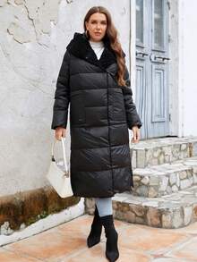 GASMAN 斜口袋连帽夹棉大衣 - 黑色 - 查看 5