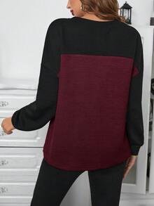 SHEIN Essnce Hai âm Áo thun Thả vai - Màu Đỏ Sâu - Xem 2