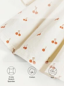 Cozy Pixies Baby Girl Cherry Print Mock Neck Smock Dress - Apricot - View 6