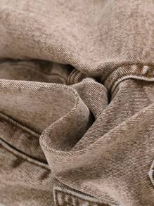 SHEIN Young Boy Flap Pocket Cargo Jeans - Coffee Brown - View 6