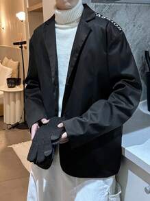 Manfinity Hypemode Nam Cổ áo Nút đơn Áo vest - màu đen - Xem 3