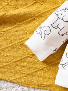 男孩嬰兒卡通圖案T恤和褲子 - 彩色 - 查看 6