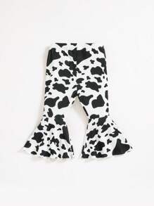 SHEIN 女嬰奶牛圖案喇叭褲 - 黑與白 - 查看 2