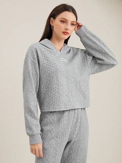 Mulvari 字母貼布落肩袖連帽衫