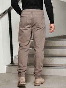 GENTILAND Hombres Jeans de pierna recta con bolsillo oblicuo - Marrón - Ver 2