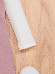 SHEIN 女嬰熊裝飾假兩件洋裝 - 粉色 - 查看 4