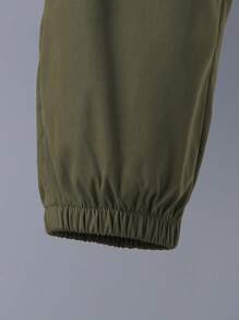 SHEIN 男大童字母圖案翻蓋細節夾克和褲子不帶T恤