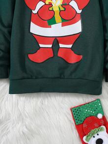 SHEIN Áo nỉ in hình giáng sinh cho bé trai - màu xanh lá - Xem 6