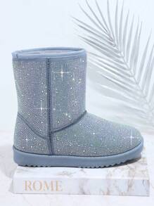 SHUZIA 水鑽裝飾毛茸茸靴子 - 藍色 - 查看 4