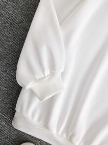 女大童字母&棕櫚樹印花落肩袖套頭衫 - 白色 - 查看 3