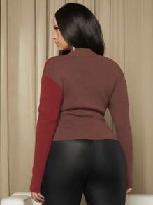 SHEIN SXY 大碼雙色交叉套頭毛衣 - 彩色 - 查看 3