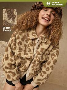 In My Nature In My Nature Leopard Print Drop Shoulder Flap Pocket Teddy Jacket