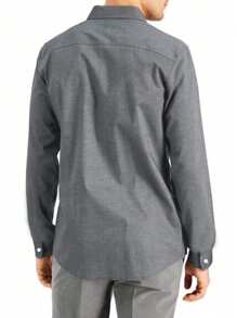 Manfinity Homme Camisa con botones de hombre talla grande, camisa de trabajo de manga larga regular y lisa