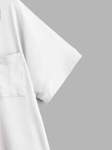 SHEIN LUNE 大碼曲形下擺口袋tee - 白色 - 查看 4