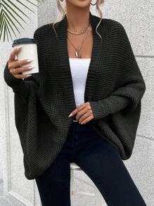 SHEIN Essnce tay cánh Áo len Duster - màu đen - Xem 3