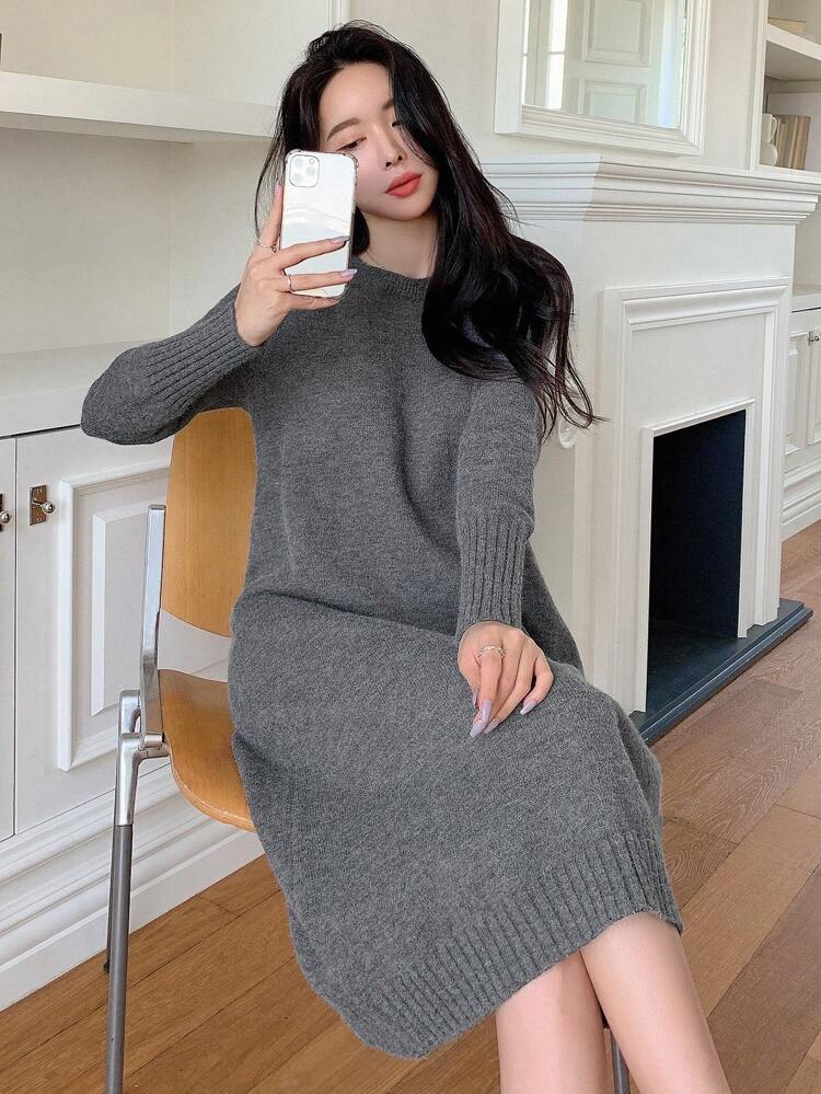 Solid Solid Sweater Dress