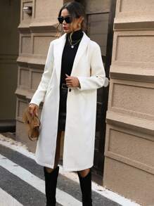 SHEIN Clasi Shawl Collar Single Button Overcoat - Apricot - View 5