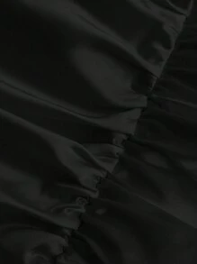 SHEIN MOD Floral Print Ruched Split Thigh Cami Dress - Black - View 4