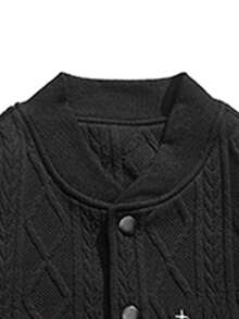 Men Letter Embroidery Quilted Bomber Jacket - Black - View 3