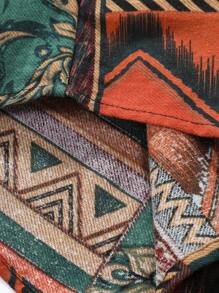 Manfinity Homme 男士几何图案长袖衬衫，纽扣图案彩色度假复古衬衫，秋季