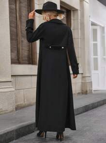 SHEIN Clasi 西裝領單釦花呢外套 - 黑色 - 查看 2