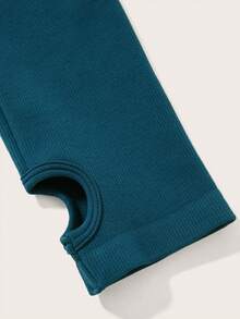 Lifespree Solid Ruched Front Crop Tee workout tops - Dusty Blue - View 9