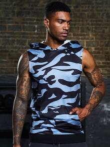 Manfinity Sport Corelite Men Camo Print Hooded Sports Tank Top - Multicolor - View 4