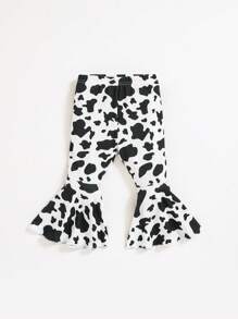 SHEIN 女嬰奶牛圖案喇叭褲 - 黑與白 - 查看 1